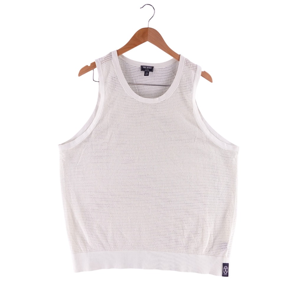 Todd Snyder Mens XXL White Italian Yarn Mesh Knit Tank Top SW0680017-806
